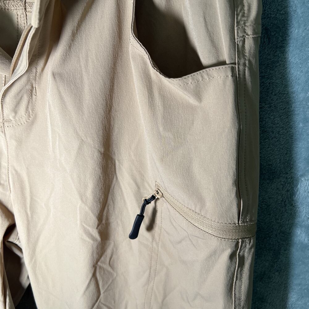 Kuenlun Top Knee Tan Shorts Large Elastic Waist Zippered Pockets, Lightweight - Picture 4 of 9